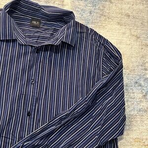 BKE Men's Button Down Shirt‎ XXL Blue Striped Long Sleeve Casual Dress